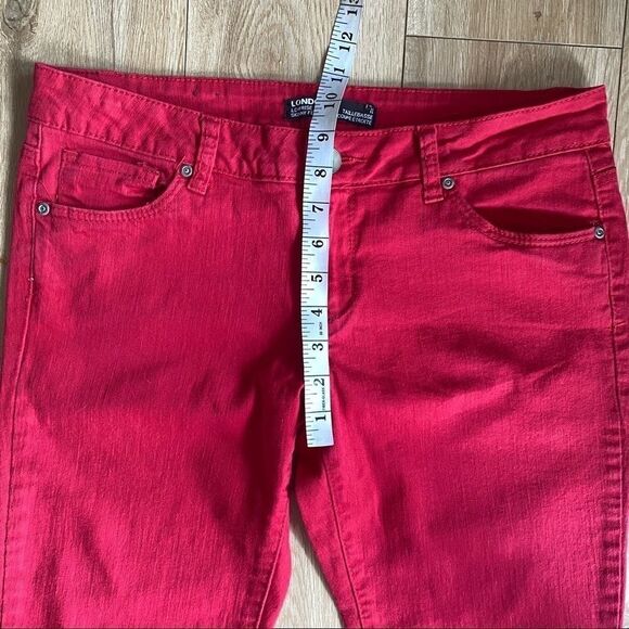 London Low Rise Red Denim Skinny Fit Jeans Size 32 - Picture 4 of 6